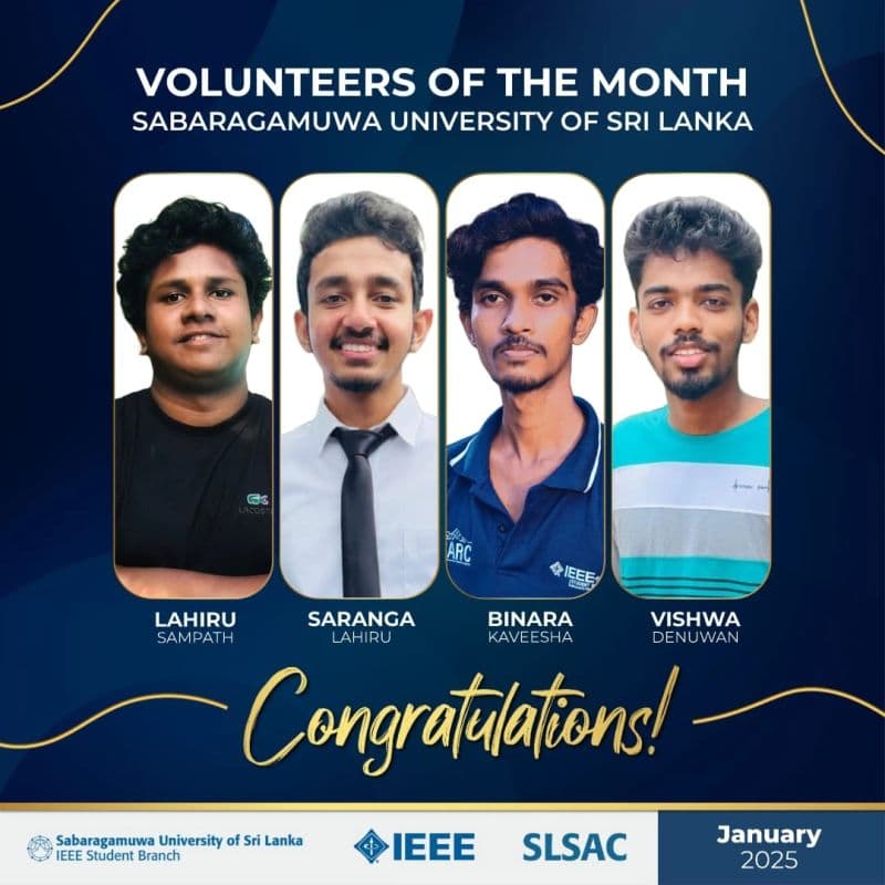 Certificate or award milestone for IEEE SUSL Volunteer of the Month!